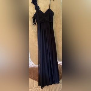Dark blue ombré formal dress with sparkles and tags still on.